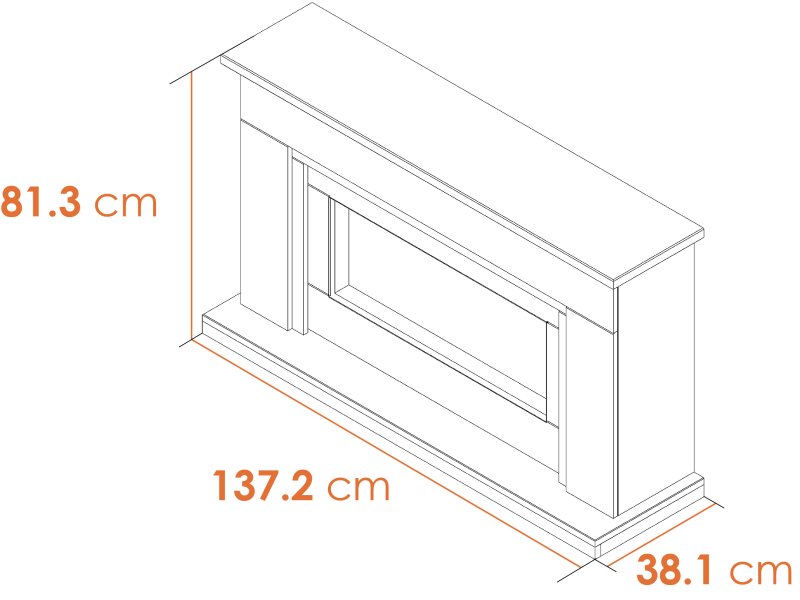 Acantha Arona 54" Marble Fireplace Dimensional Drawing