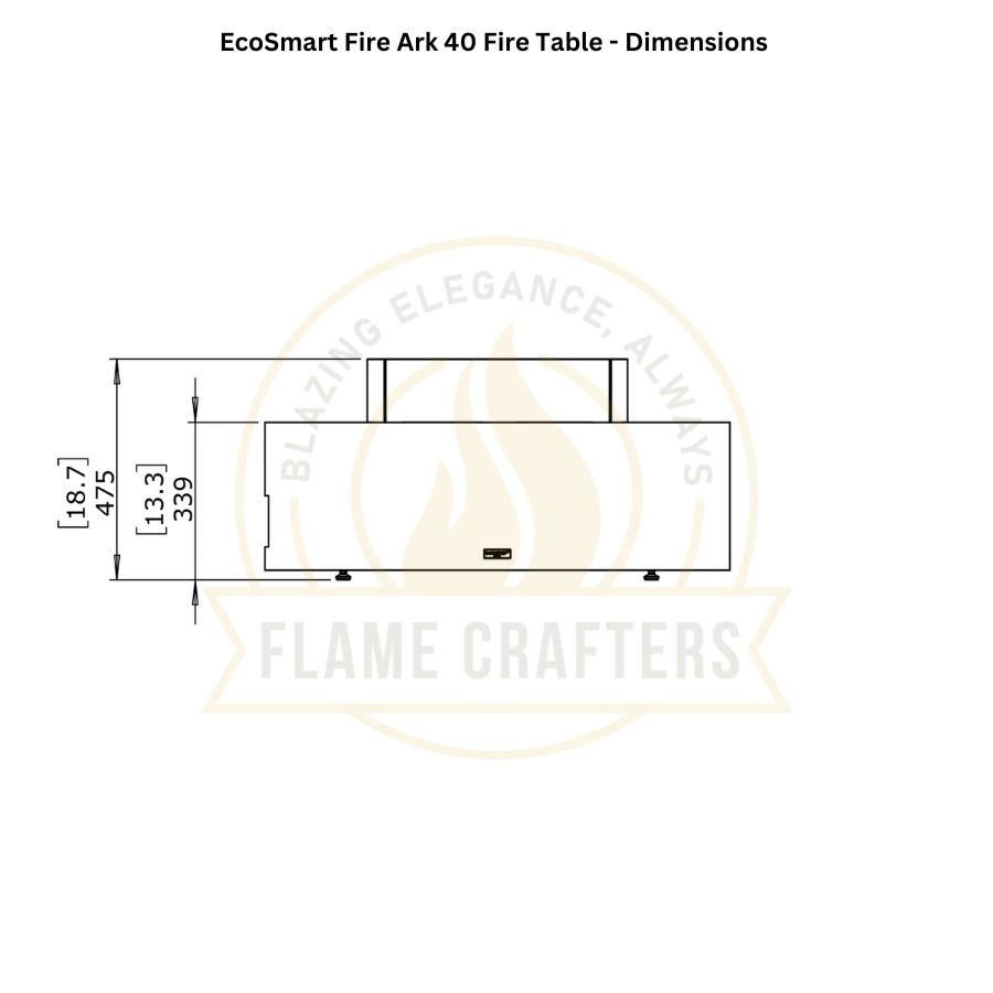 EcoSmart Fire Ark 40 Dimensions Side View