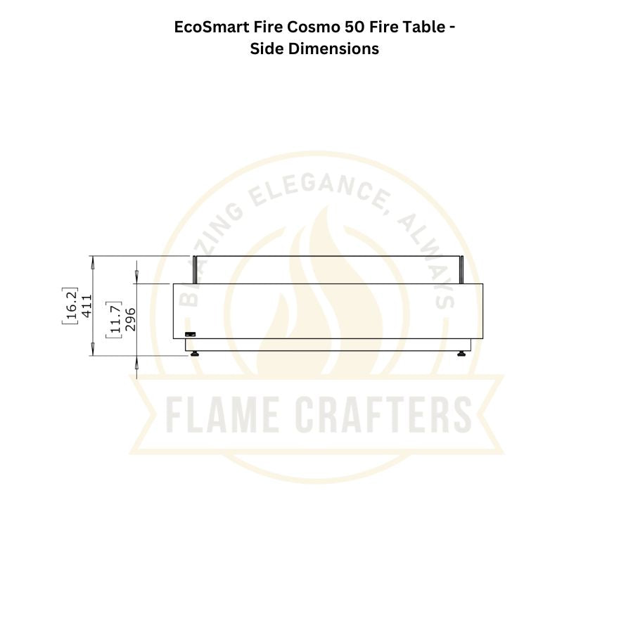 EcoSmart Fire Cosmo 50 Dimensions Side