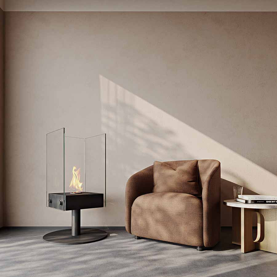 EcoSmart Orbit Bioethanol fire reading room ambience.