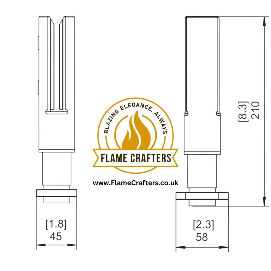 EcoSmart Fire Twin Feet Fixings Dimensions