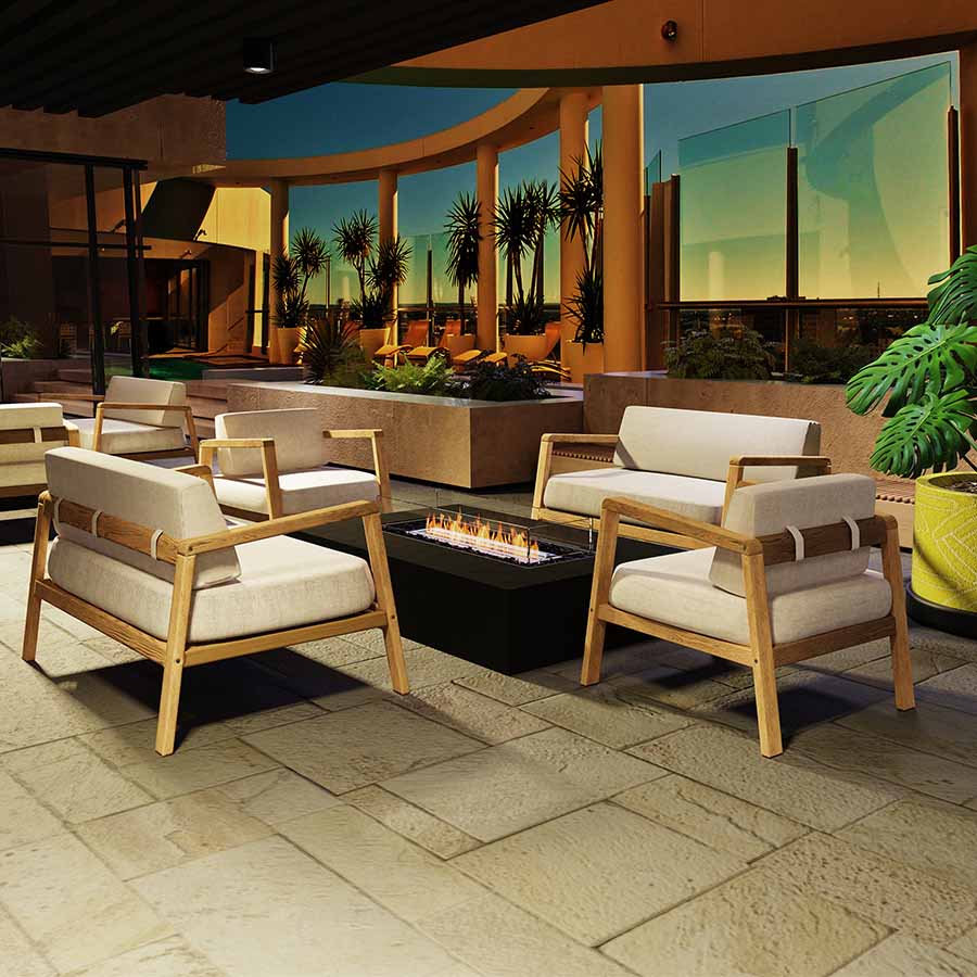 EcoSmart Fire Wharf65 Graphite Finish Patio Seating Area