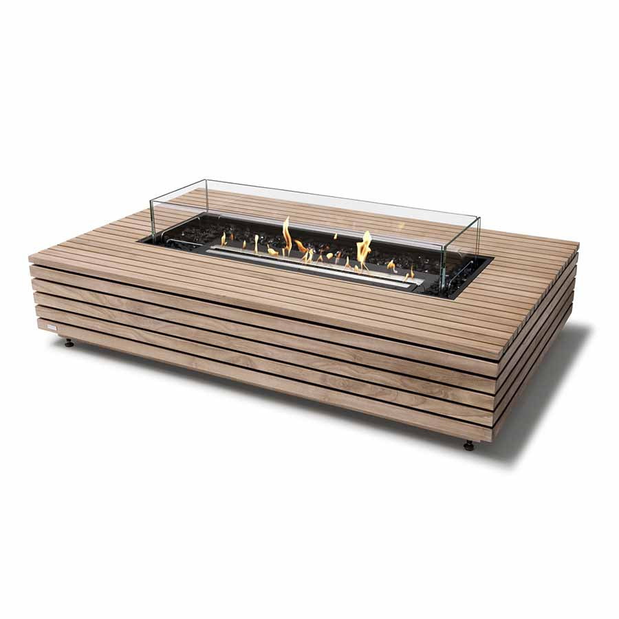 EcoSmart Fire Wharf 65 Firepit Table Teak Finish