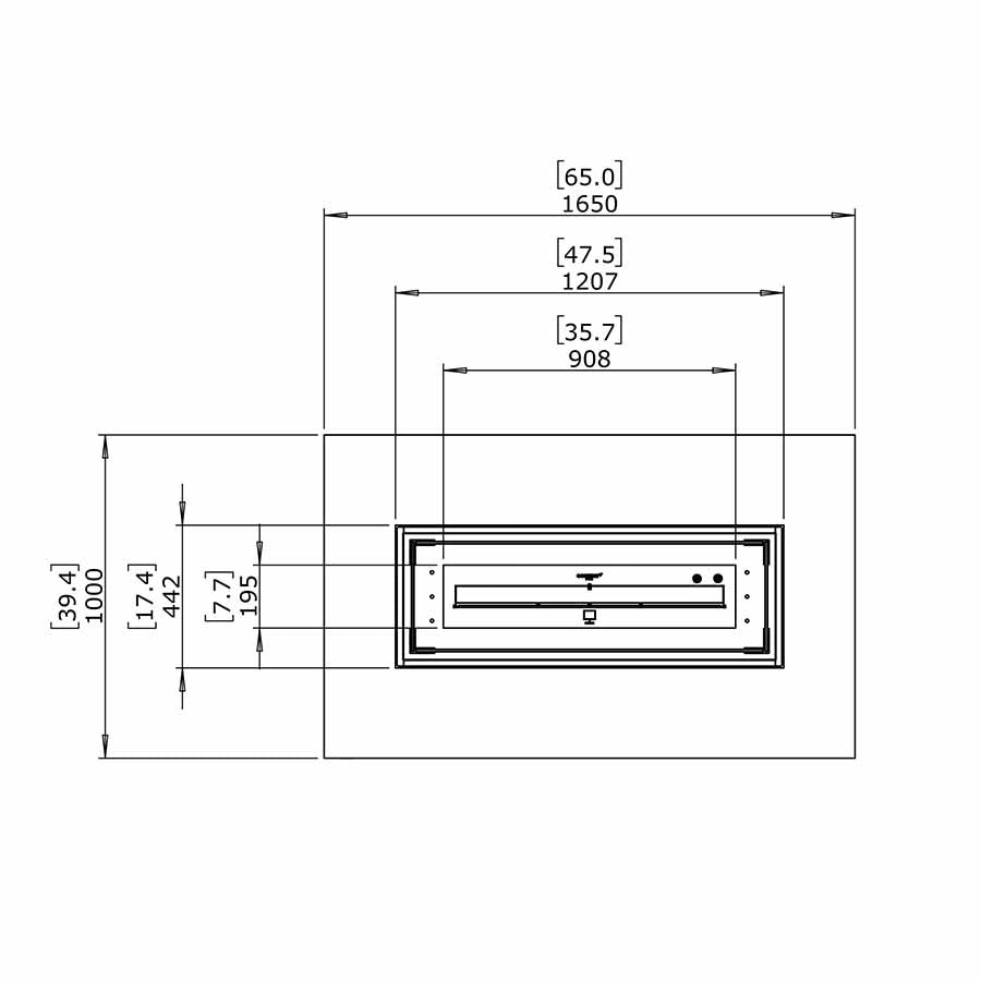 EcoSmart Fire Wharf 65 Length Width Dimensions