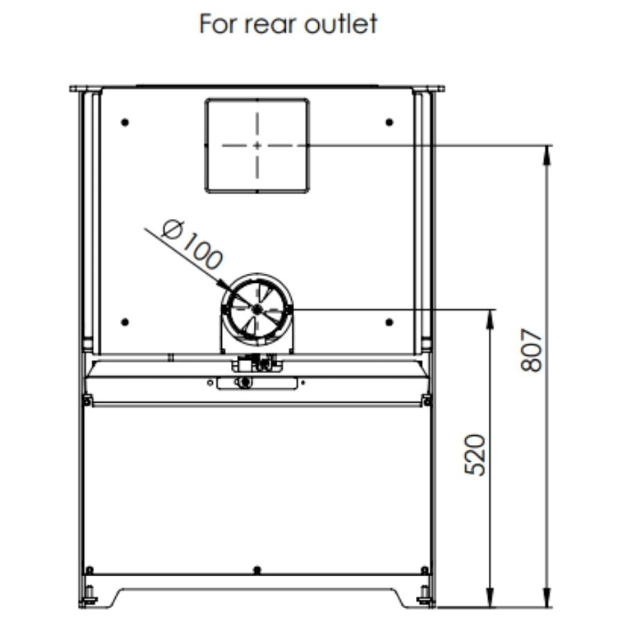 Heta Inspire 55HK Cook Plate Rear Dimensions