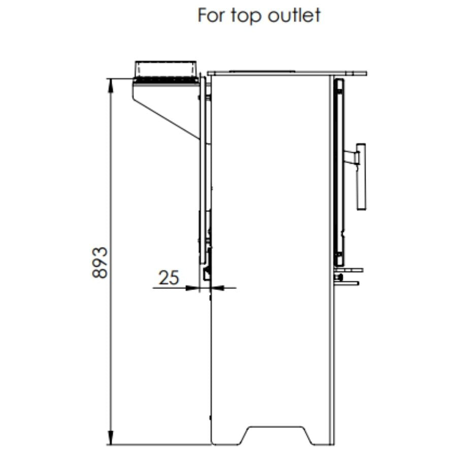 Heta Inspire 55HK Cook Plate Side Dimensions