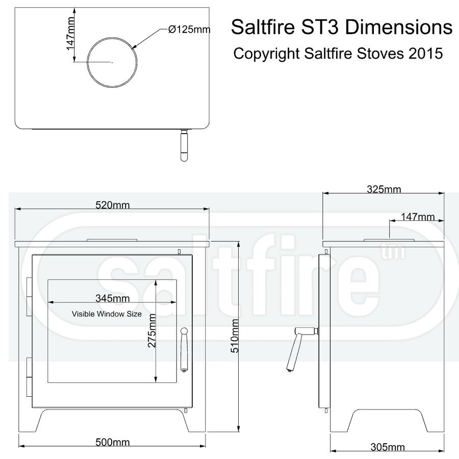 ST3 7.3kW Wood Burning Ecodesign Stove By SaltFire